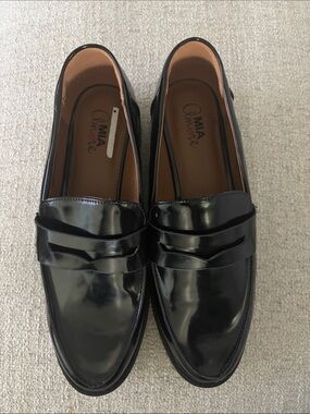 MIA Amore Shiny Black Patent Leather Slip-On Loafers